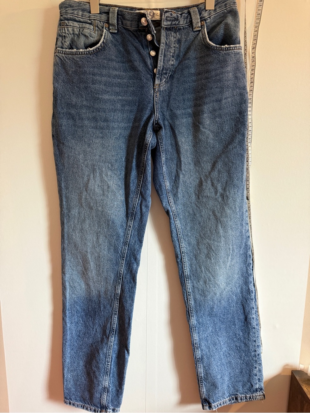 We The Free Siren Curvy Low Rise Straight Leg Jeans 29 Button Fly Cotton